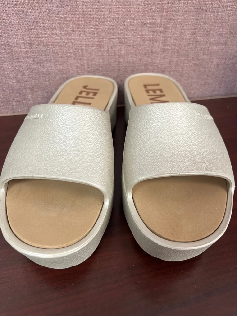 Lemon Jelly Champagne Sunny Platform Sandals Slides Waterproof Comfort Size 7